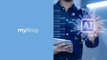 Fractional Manager che interagisce con un'interfaccia digitale dell'Intelligenza Artificiale