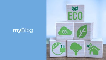 The ecology icon on wood cube for ESG concept 